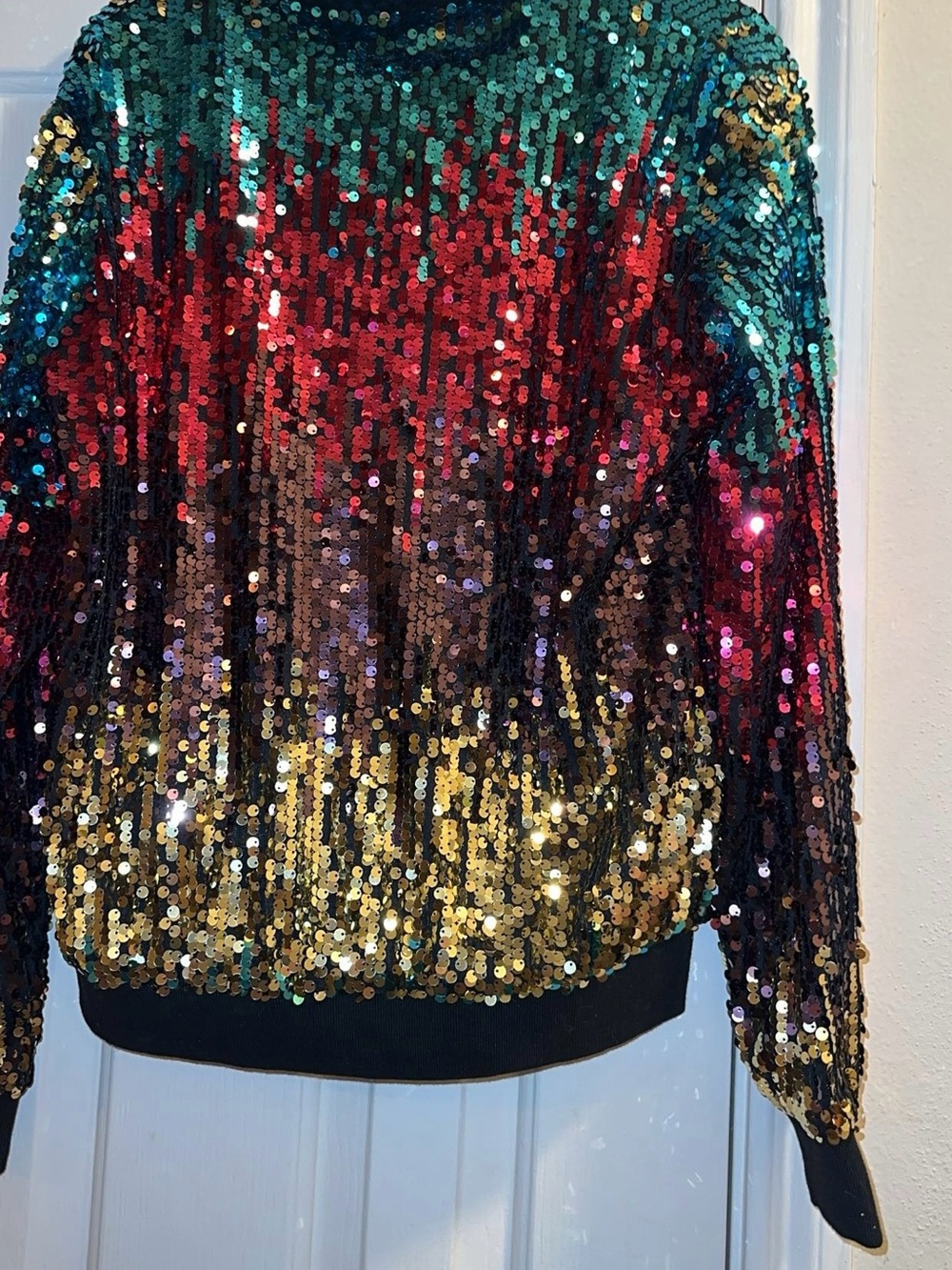 Anna-Kaci Women's Multicolor Sequin Bomber Jacket - Picture 10 of 10